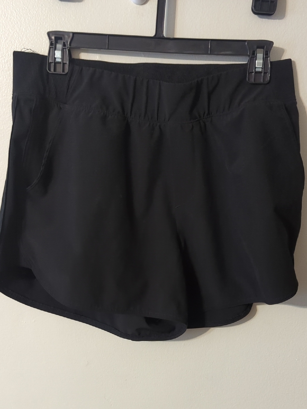 Active USA Black Athletic Shorts with Elastic Waistband